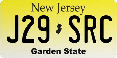 NJ license plate J29SRC