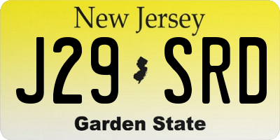 NJ license plate J29SRD