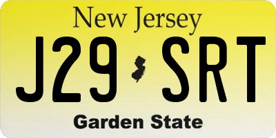 NJ license plate J29SRT