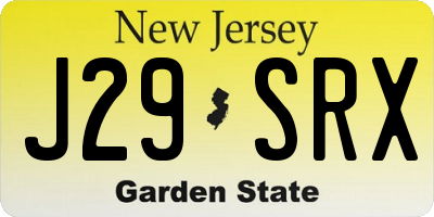 NJ license plate J29SRX