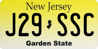 NJ license plate J29SSC