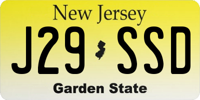 NJ license plate J29SSD
