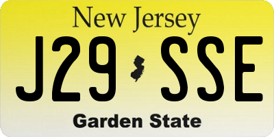 NJ license plate J29SSE