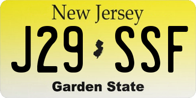 NJ license plate J29SSF