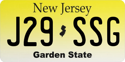 NJ license plate J29SSG