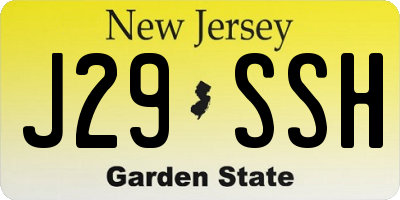 NJ license plate J29SSH