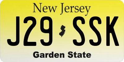 NJ license plate J29SSK