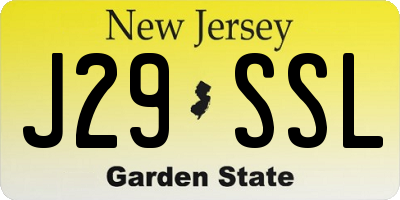 NJ license plate J29SSL