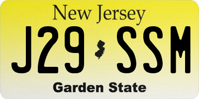 NJ license plate J29SSM
