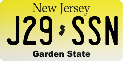NJ license plate J29SSN