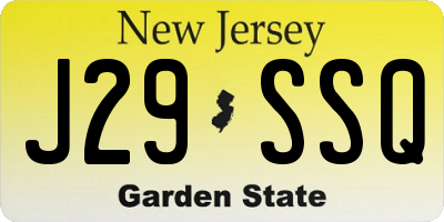NJ license plate J29SSQ
