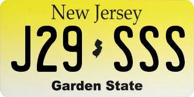 NJ license plate J29SSS