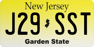 NJ license plate J29SST