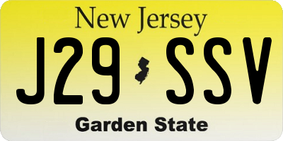 NJ license plate J29SSV