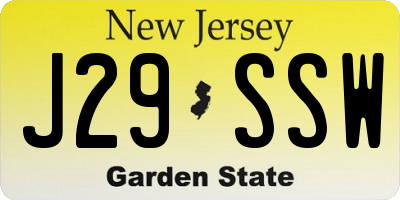 NJ license plate J29SSW