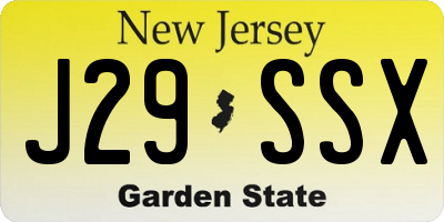 NJ license plate J29SSX