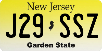 NJ license plate J29SSZ