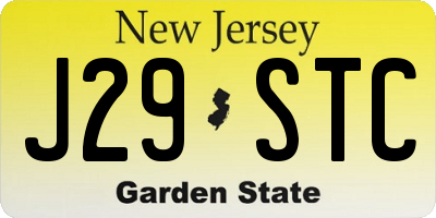 NJ license plate J29STC