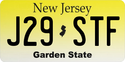 NJ license plate J29STF
