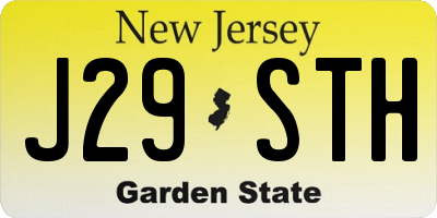 NJ license plate J29STH