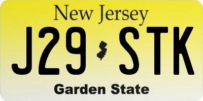 NJ license plate J29STK