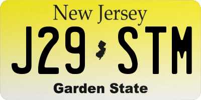 NJ license plate J29STM