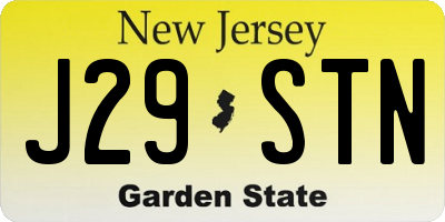 NJ license plate J29STN