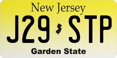 NJ license plate J29STP
