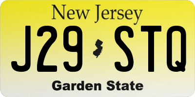 NJ license plate J29STQ