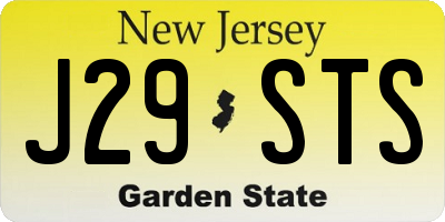 NJ license plate J29STS