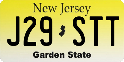 NJ license plate J29STT