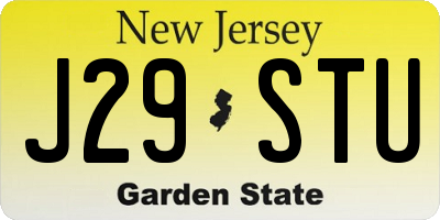 NJ license plate J29STU
