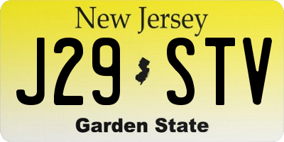 NJ license plate J29STV