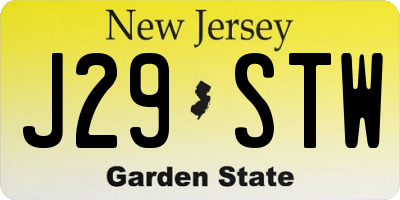 NJ license plate J29STW