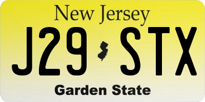 NJ license plate J29STX