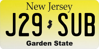 NJ license plate J29SUB