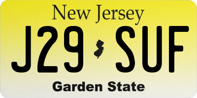NJ license plate J29SUF