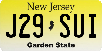 NJ license plate J29SUI