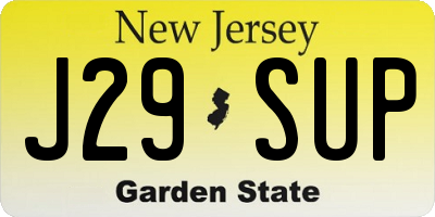NJ license plate J29SUP