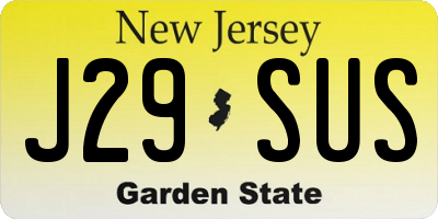 NJ license plate J29SUS