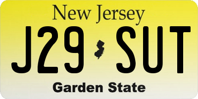 NJ license plate J29SUT