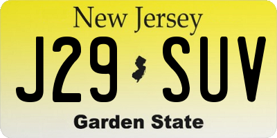 NJ license plate J29SUV