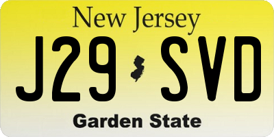 NJ license plate J29SVD