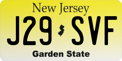 NJ license plate J29SVF