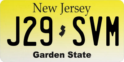 NJ license plate J29SVM
