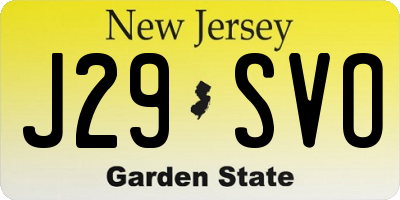 NJ license plate J29SVO