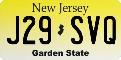 NJ license plate J29SVQ