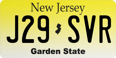 NJ license plate J29SVR