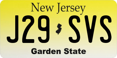NJ license plate J29SVS