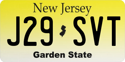 NJ license plate J29SVT